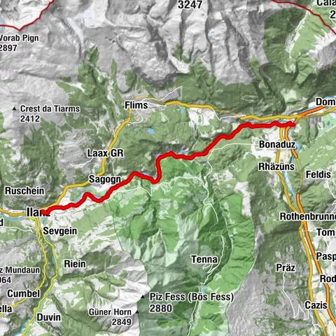 Rheinschlucht/Ruinaulta: Ilanz - Reichenau