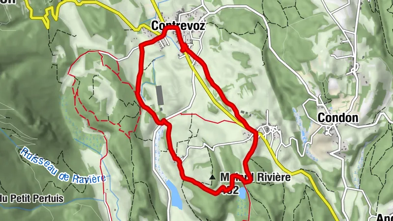 Trailstrecke von Contrevoz: Blauer Rundkurs 7 km