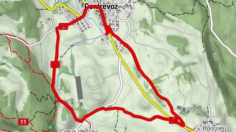 Parcours trail de Contrevoz : circuit vert 5 km