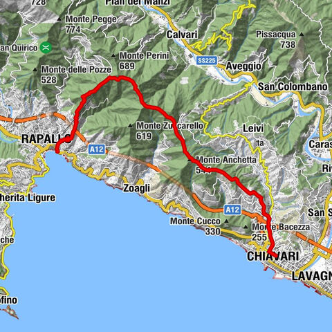 Strecke 08 Variante: Chiavari - Rapallo (über Montallegro)