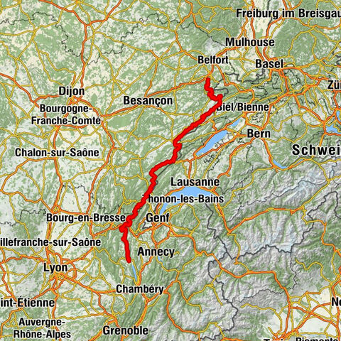 Große Jura-Durchquerung (GTJ) : Mountainbike-Route von Mandeure nach Culoz via Grand Colombier
