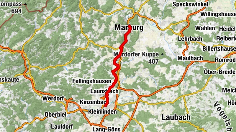 Lahnradweg 3. Etappe flussaufwärts Gießen - Marburg