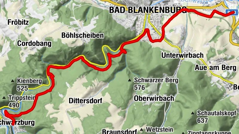 Panoramaweg Schwarzatal - 1. Etappe Schwarza bis Schwarzburg - Thüringer Wald