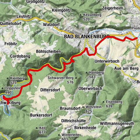 Panoramaweg Schwarzatal - 1. Etappe Schwarza bis Schwarzburg - Thüringer Wald