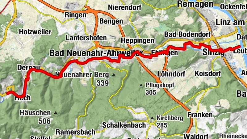 Umleitung Ahr-Radweg Walporzheim - Sinzig
