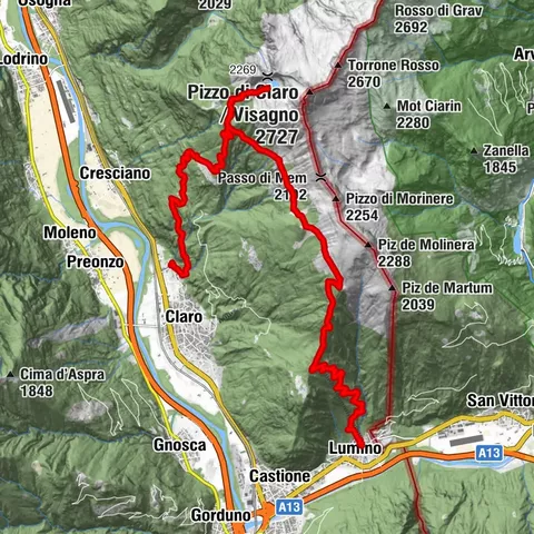 Die Region vom Pizzo di Claro und des Canee Sees