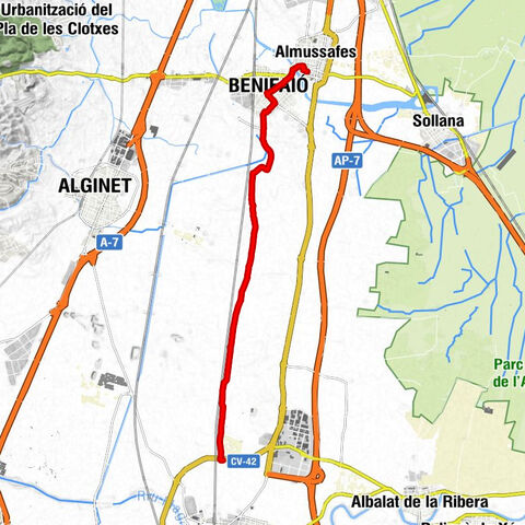 2. Etappe Almussafes 10 km vor Alzira
