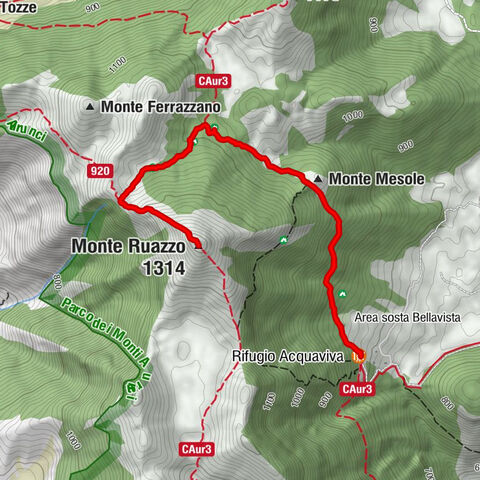 Rifugio Acquaviva - area sosta Bellavista - Fosso di Fabio - Monte Ruazzo