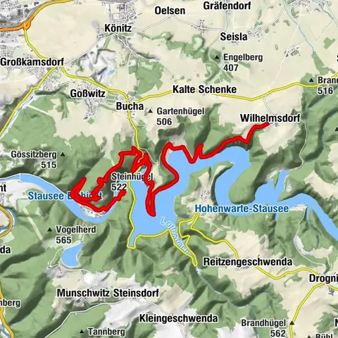 Hohenwarte Stausee Weg - Etappe 1 - Hohenwarte Staumauer → Wilhelmsdorf