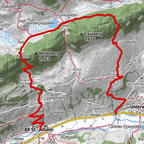 Wanderung von Unterwasser über den Gräppelensee nach Alt St. Johann