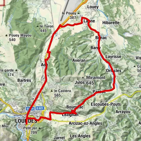 Lourdes Vélosud (V81) und Pyrenäenvorland
