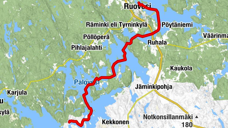 Melontareitti Ruovesi kirkonkylä - Muroleen kanava