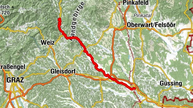 Feistritztalradweg R8, südlicher Abschnitt