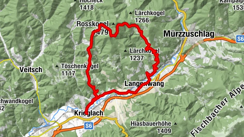 Mountainbike-Runde Krieglach - Malleisten Alm - Hönigsberger Alm - Krieglach