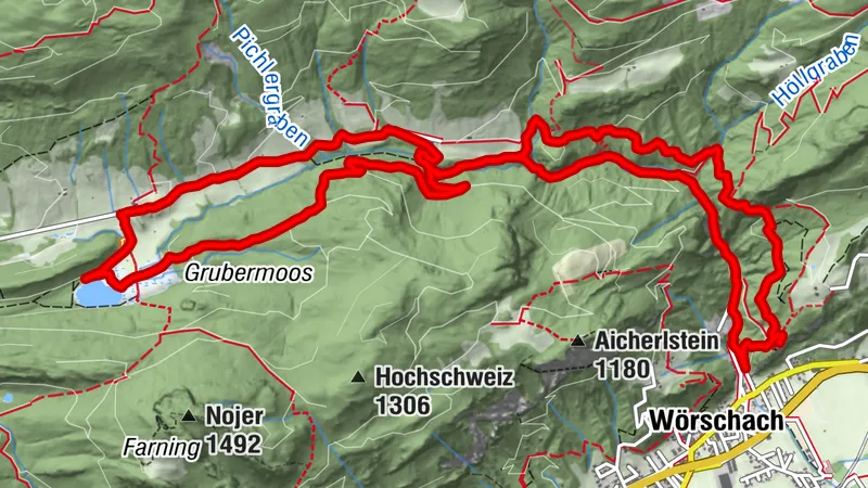 Wörschachklamm  - Spechtensee - Schwefelquelle - Eselranch - Burgruine Wolkenstein - Klammeinstieg