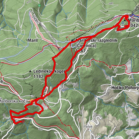 Mariborsko Pohorje - Mariborski razglednik (Cigelnica) - Mariborska koča - Bellevue