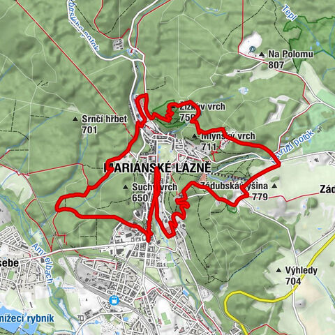 Úšovice - Mlýnský vrch - Žižkův vrch - Mariánské Lázně