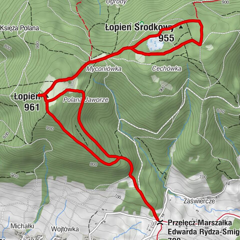 Przełęcz Marszałka Edwarda Rydza-Śmigłego - Łopień - Łopień Środkowy