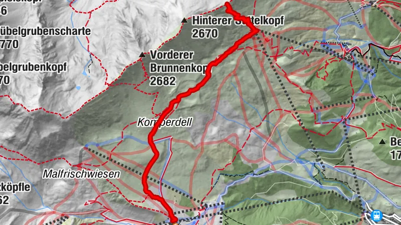 Oberer Sattelkopf (2.596 m) vom Komperdell