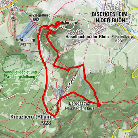 Bischofsheim i.d.Rhön - Osterburg - Kreuzberg (Rhön) - Berggasthof Neustädter Haus