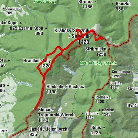 Na Śnieżniku - Králický Sněžník / Śnieżnik - Mały Śnieżnik - Hraniční skály