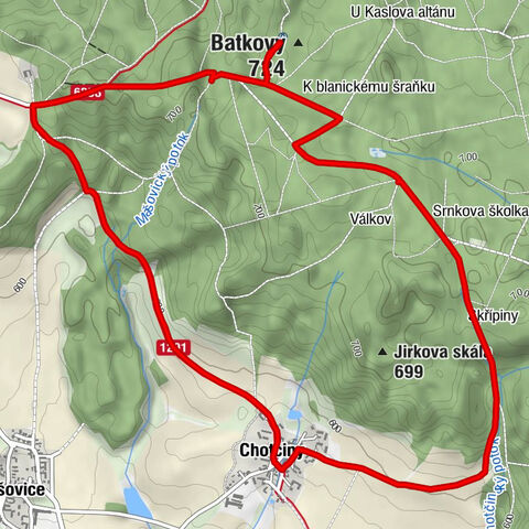 Chotčiny - Knížecí kuchyně - Batkovy - Studánka