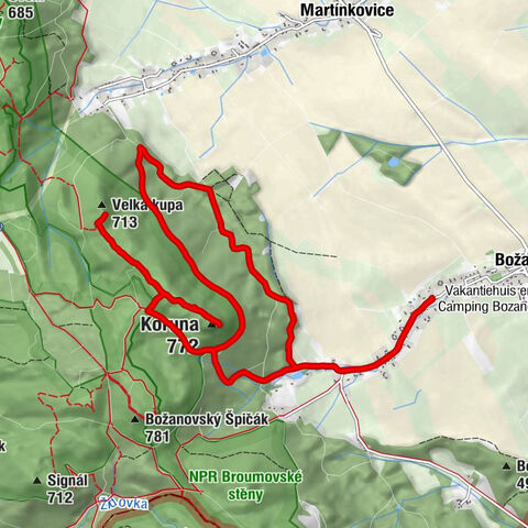 Božanov - Koruna - Velká kupa - Martínkovice