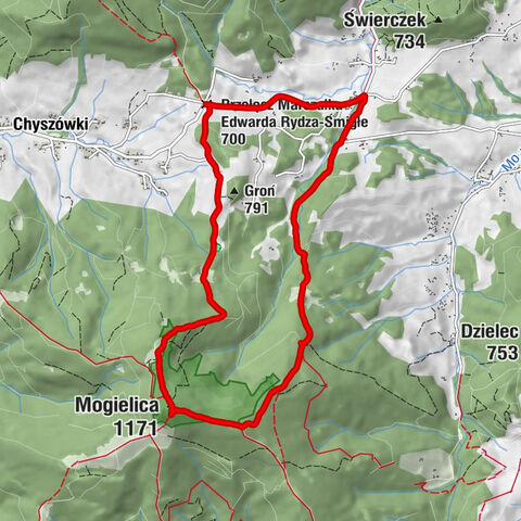 Przełęcz Marszałka Edwarda Rydza-Śmigłego - Do Sarysza - Mogielica - Koczury