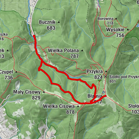 Kaplica pw. Świętego Jana Nepomucena w Nałężu - Wielka Cisowa - Schronisko PTTK na Błatniej - Błatnia