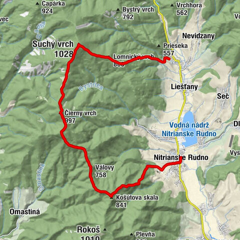 Liešťany - Suchý vrch - Čierny vrch - Nitrianske Rudno