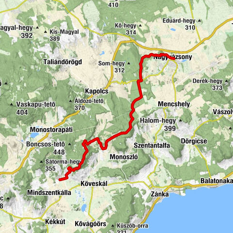 Nagyvázsony - Szent Mihály-domb - Fekete-hegy - Szentbékkálla