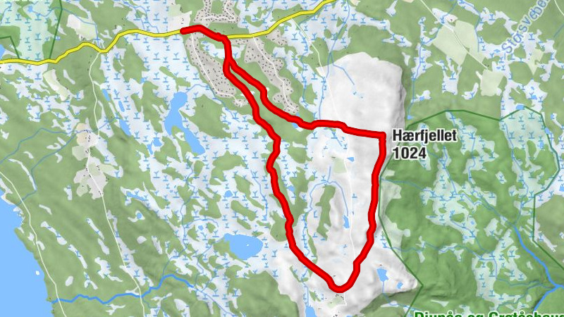 Værskeisetran - Nysetra - Hærfjellet - Værskei