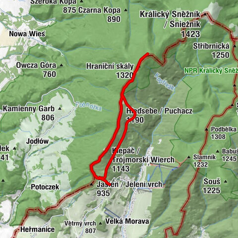Horní Morava - Hraniční skály - Mały Śnieżnik - Nowa Wieś