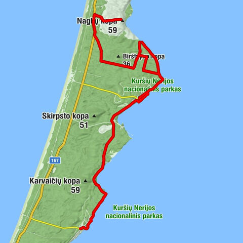 Neringa - Naglių kopa - Marių akis - Preila