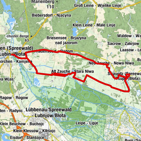 Lübben (Spreewald) - Lubin (Błota) - Bukoitza - Bukojca - Ev. Schinkelkirche Straupitz - Trüschels Kolonie