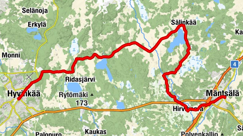 Hyvinkää - Sälinkää - Hirvihaara - Mäntsälä