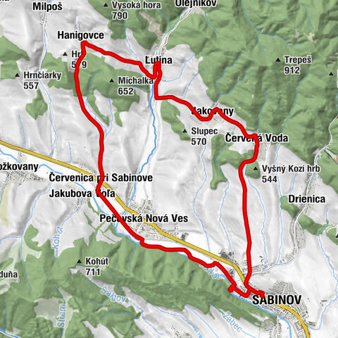 Sabinov - Červená Voda - Jakovany - Kostol sv. Martina z Tours