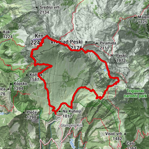 Planina Kuhinja - Gomiščkovo zavetišče na Krnu - Krn - Batognica