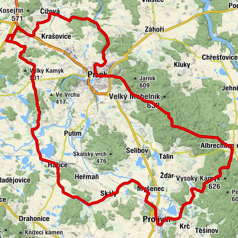 Písek - Kostel sv. Alžběty - Na Vršku - Vnitřní Město