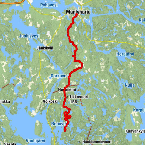 Mäntyharju - Nuolniemi - Pitkälammen taukopaikka - Kouvola