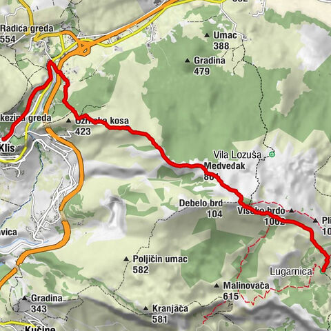 Lugarnica - Debelo brdo - Medveđak - Radići