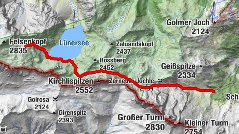 Totalphütte - Lünersee Alpe - Öfatobel - Lindauer Hütte