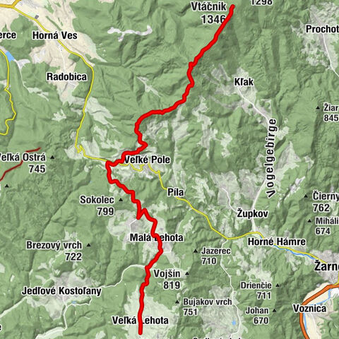 Veľká Lehota - Rúbaný vrch - Kláštorská skala - Vtáčnik