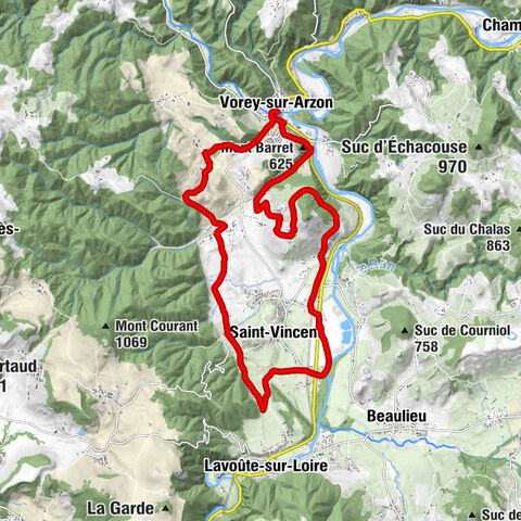 Vorey-sur-Arzon - Mont Barret - Cèneuil - Vorey