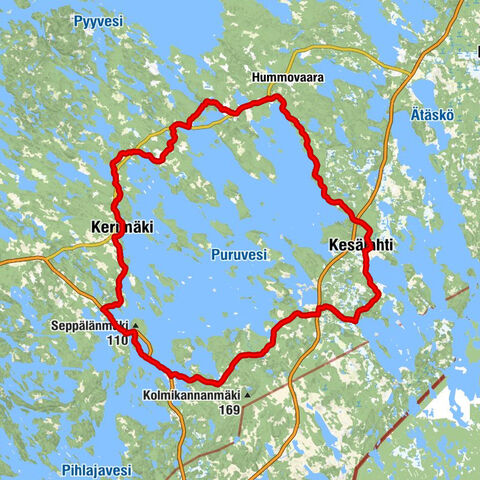 Matkailukeskus Harjun Portti - Nervanderin kumpu - Runebergin kumpu - Punkaharju