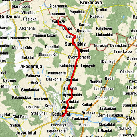 Paberžės Švč. Mergelės Marijos Apsilankymo bažnyčia - Surviliškis - Šventybrasčio Kristaus Atsimainymo bažnyčia - Senamiestis