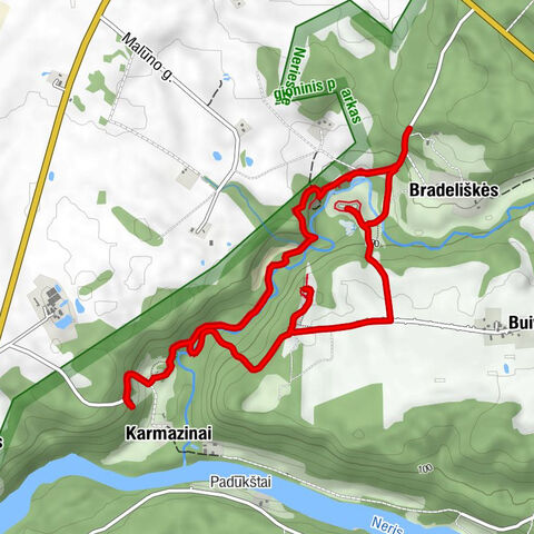 Bradeliškės - Dūkštų atodanga - Karmazinų atodanga - Karmazinai