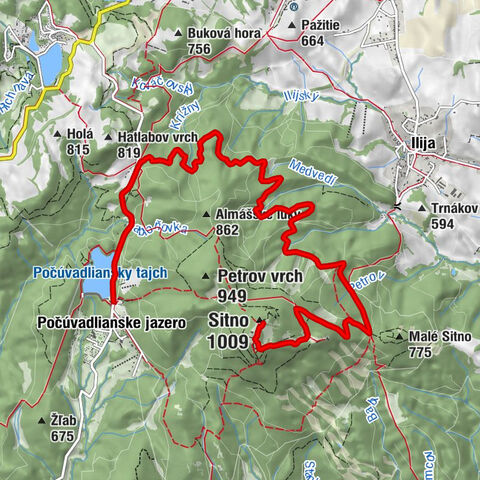 Počúvadlianske jazero - Škriepny kopec - Chata Andreja Kmeťa - Sitno