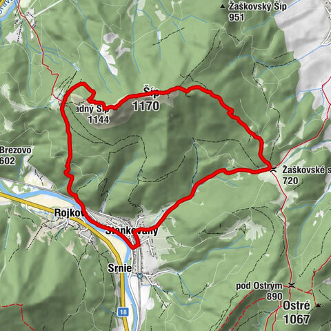 Stankovany - Zadný Šíp - Šíp - Žaškovské sedlo