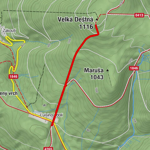 Luisino údolí - Studánka Pod Velkou Deštnou - Velká Deštná - jih - Velká Deštná